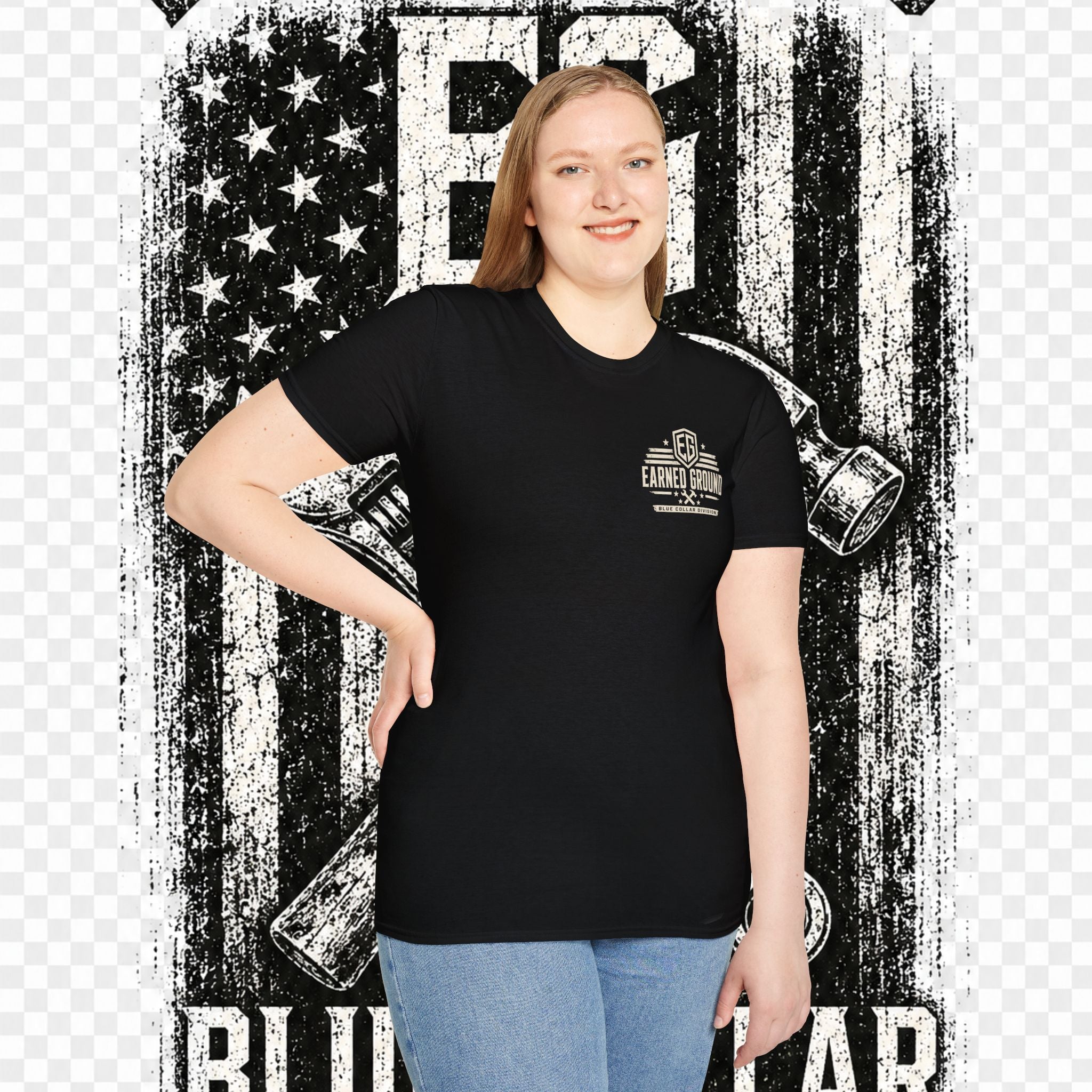 EARNED GROUND "BLUE COLLAR DIVISION" Coastal Calm Graphic T-Shirt