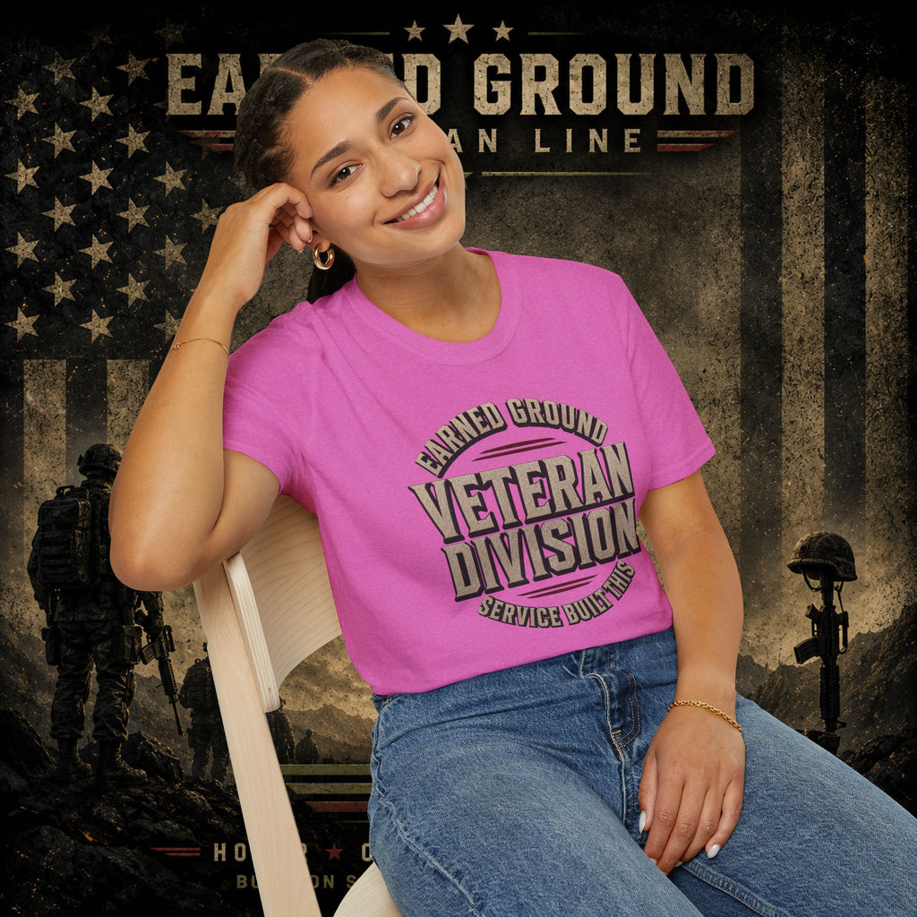 Earned Ground Veteran Division 'Service Built This'— Military Tribute Tee