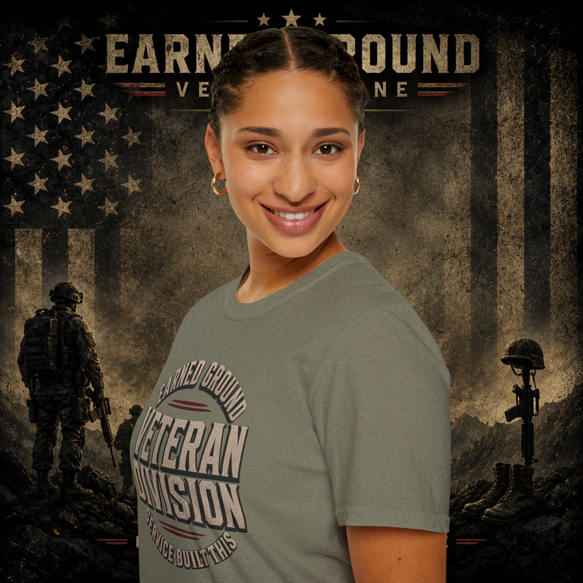 Earned Ground Veteran Division 'Service Built This'— Military Tribute Tee