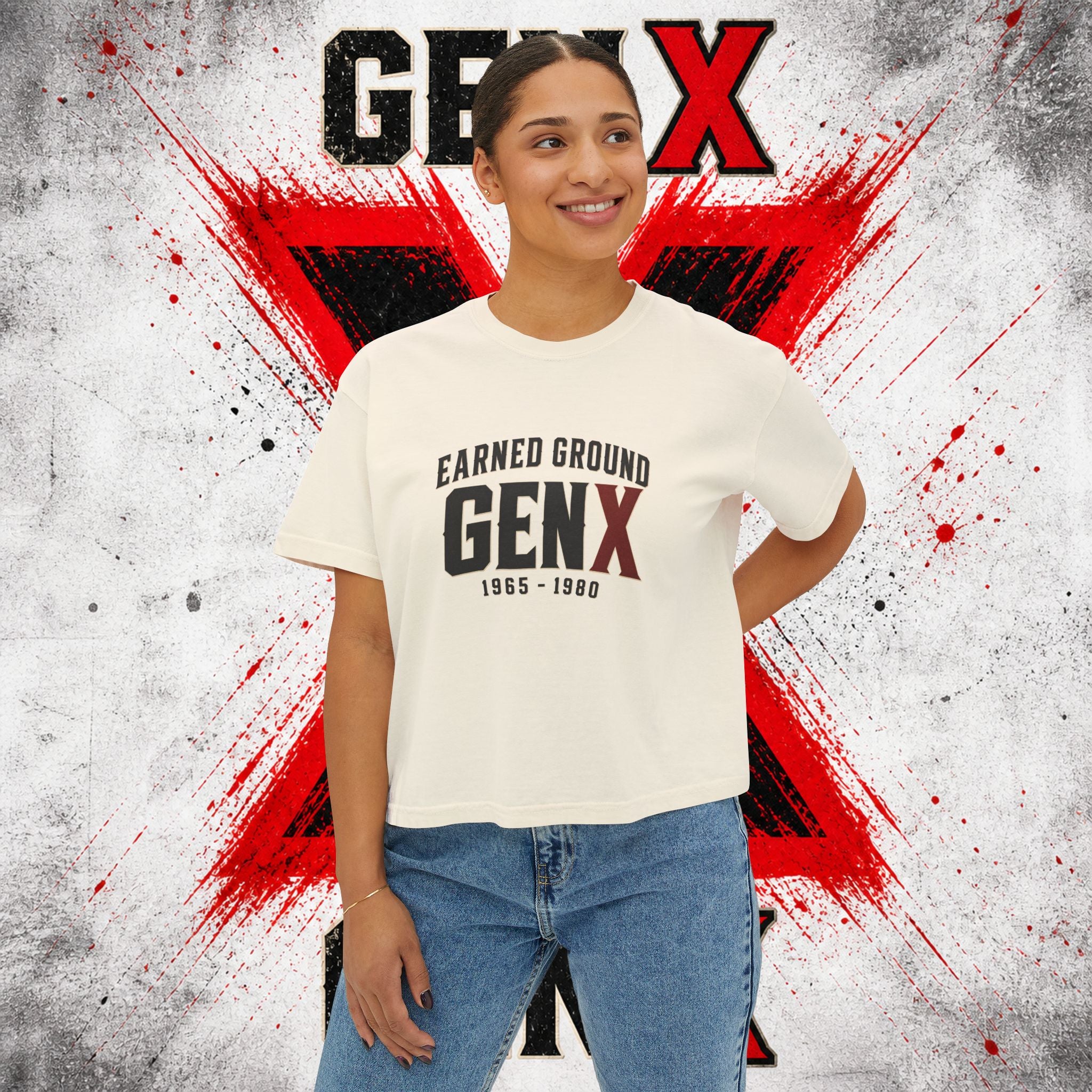 Gen X Women's Boxy Tee — "Earned Ground" 1965–1980 Retro