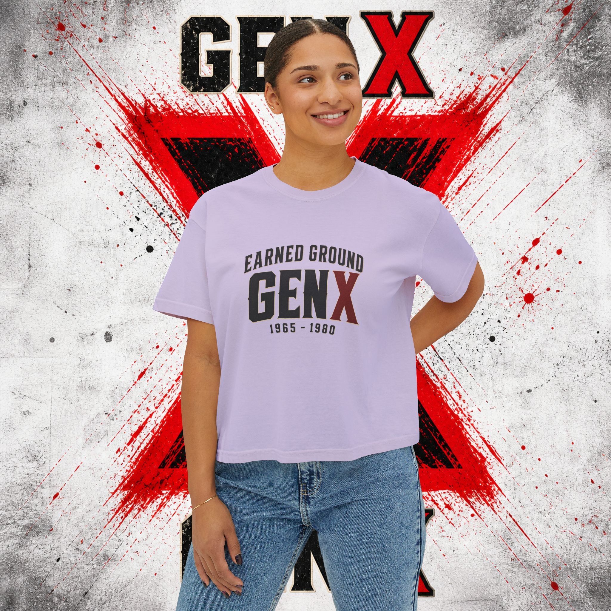 Gen X Women's Boxy Tee — "Earned Ground" 1965–1980 Retro