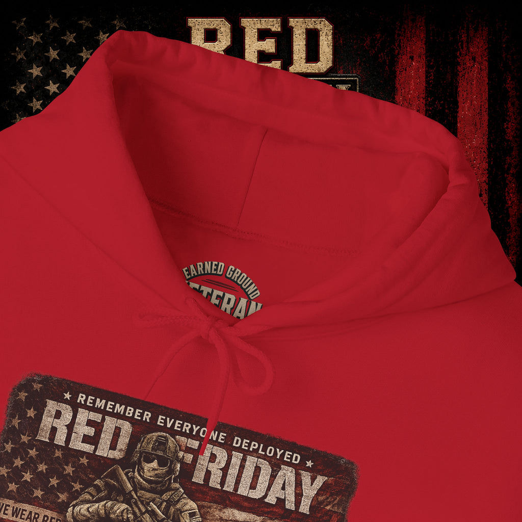 Red Friday Hoodie — " WE WEAR READ UNITL THE ALL COME HOME" Veterans American Flag Pullover