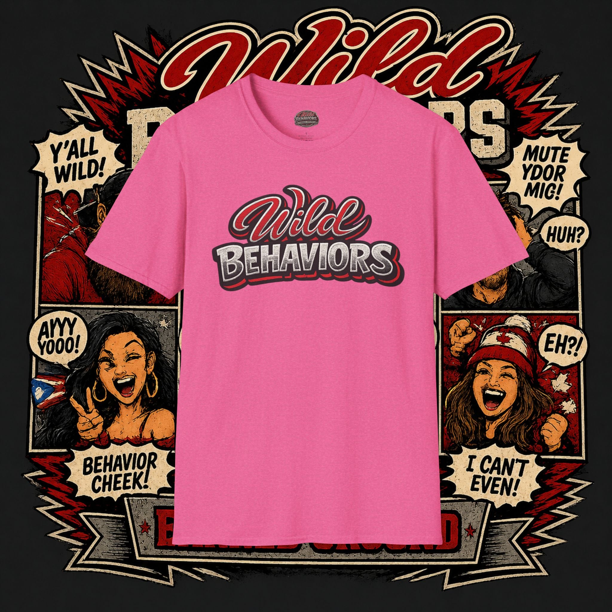 Earned Ground "Wild Behaviors" T-Shirt — Retro Red & White Graphic Tee