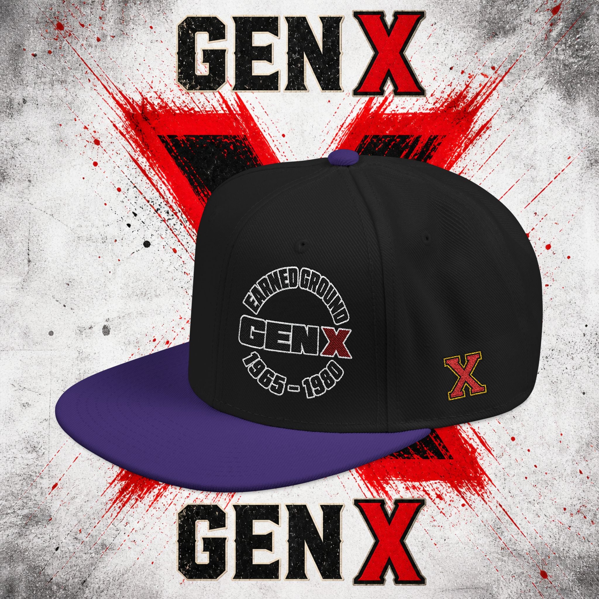 Gen X Embroidered Flat Bill Ball Cap — Gen X Proud 1965–1980