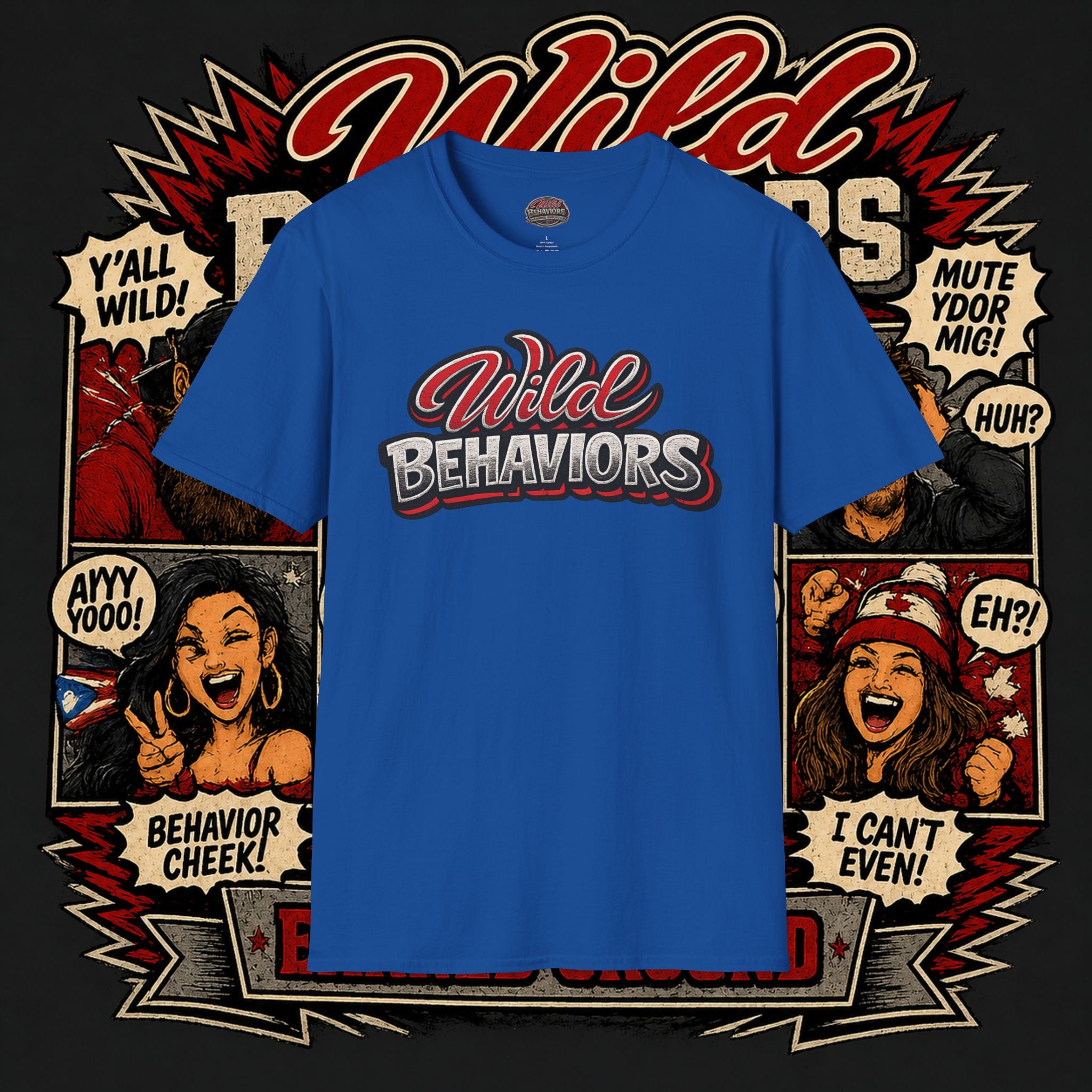Earned Ground "Wild Behaviors" T-Shirt — Retro Red & White Graphic Tee