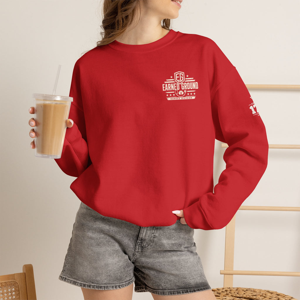 EARNED GROUND Nurses Division Crewneck Sweatshirt – Nurses Caduceus Badge Design