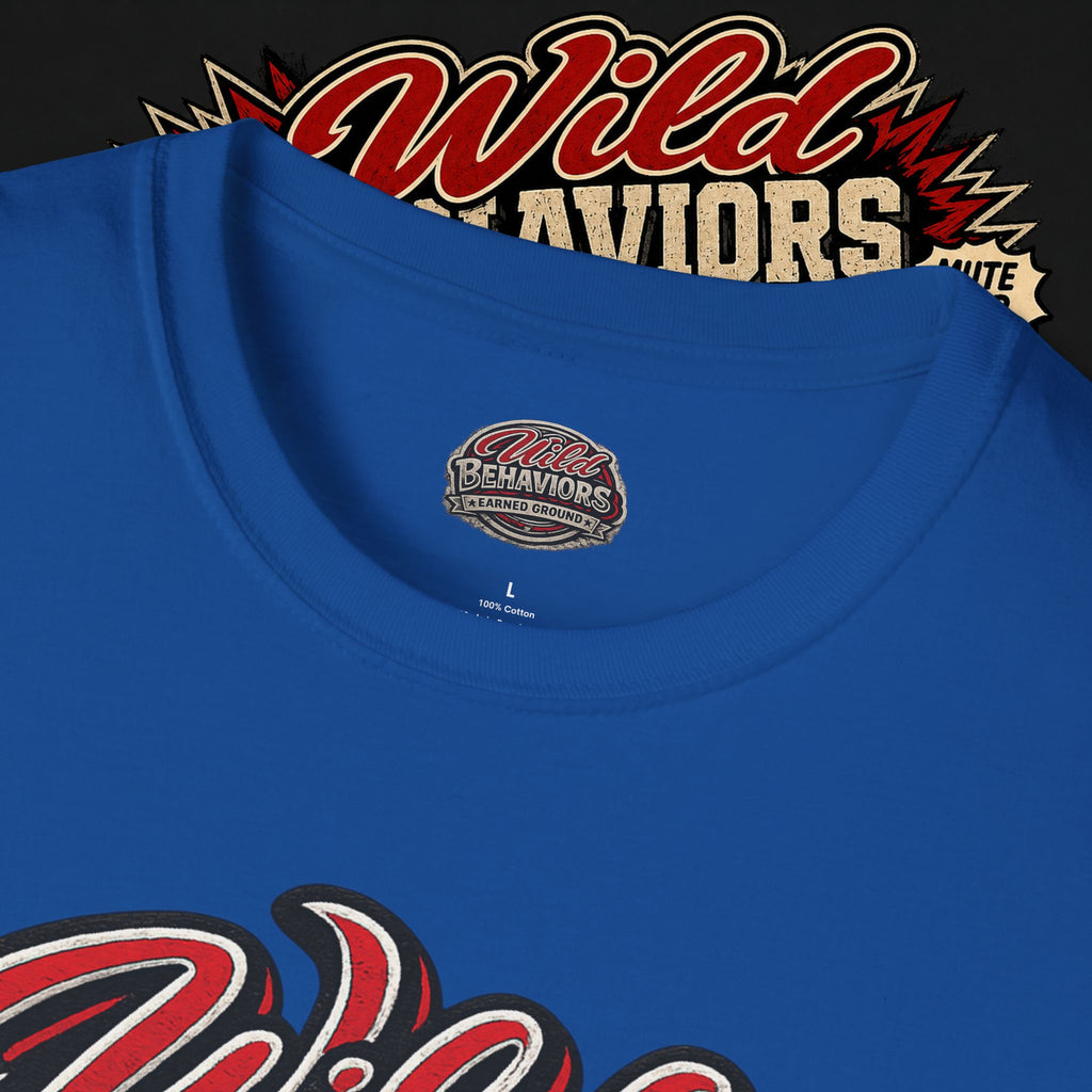 Earned Ground "Wild Behaviors" T-Shirt — Retro Red & White Graphic Tee