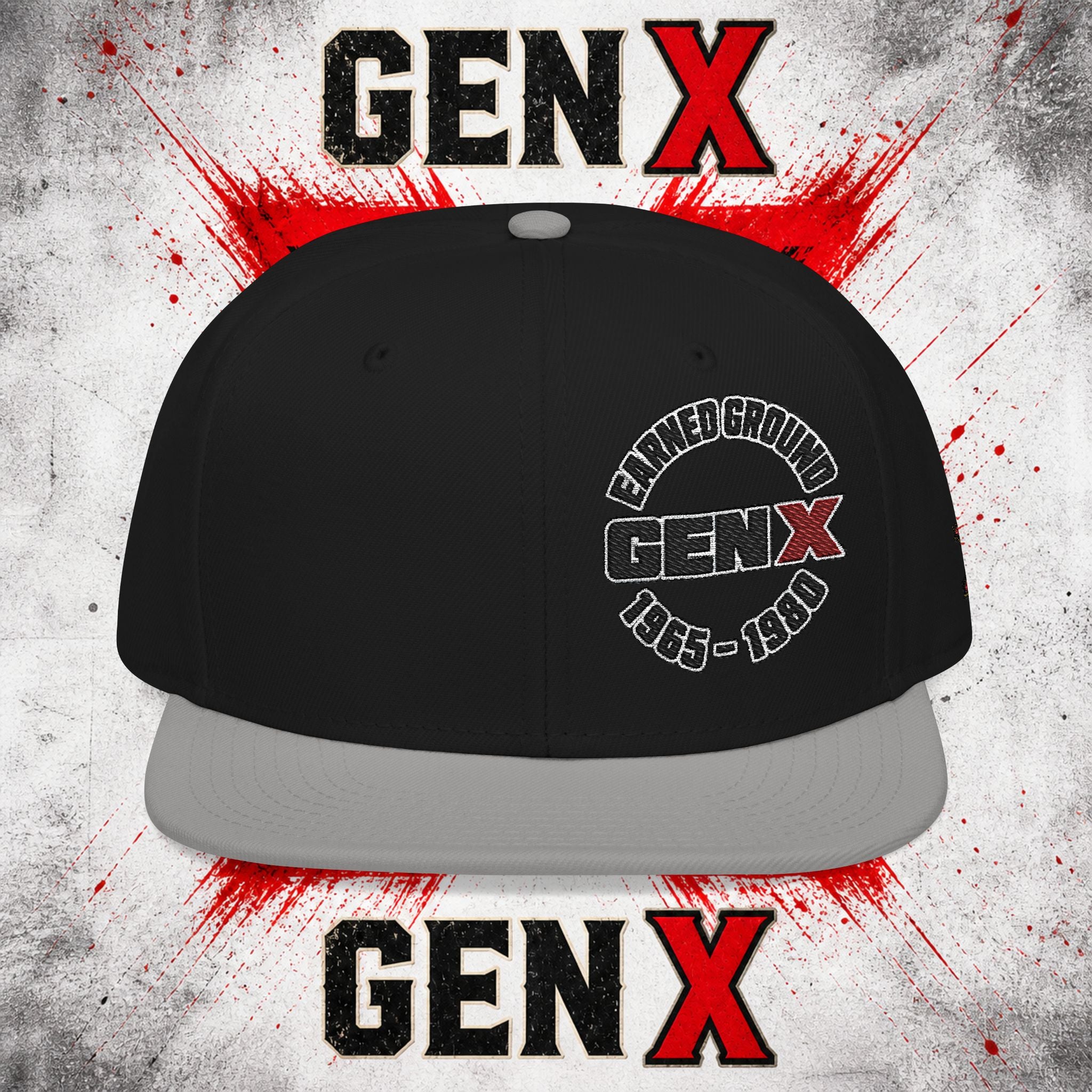 Gen X Embroidered Flat Bill Ball Cap — Gen X Proud 1965–1980
