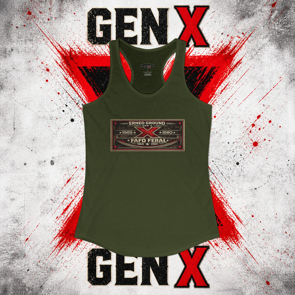 EARNED GROUND: GEN X FAFO FERAL 1965 - 1980 Racerback Tank