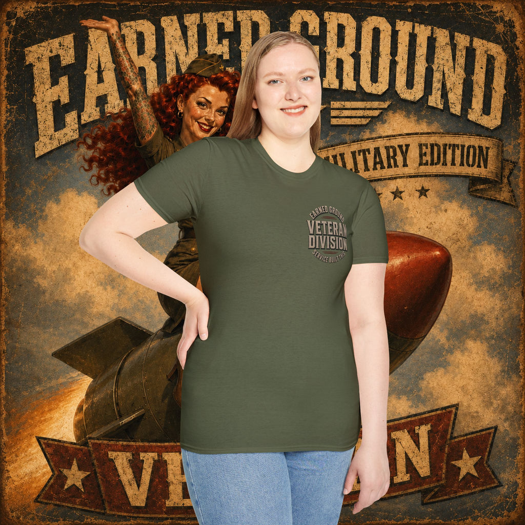 Earned Ground Veteran Division T‑Shirt —"LILY PINUP" VINTAGE SERVICE DIVISON