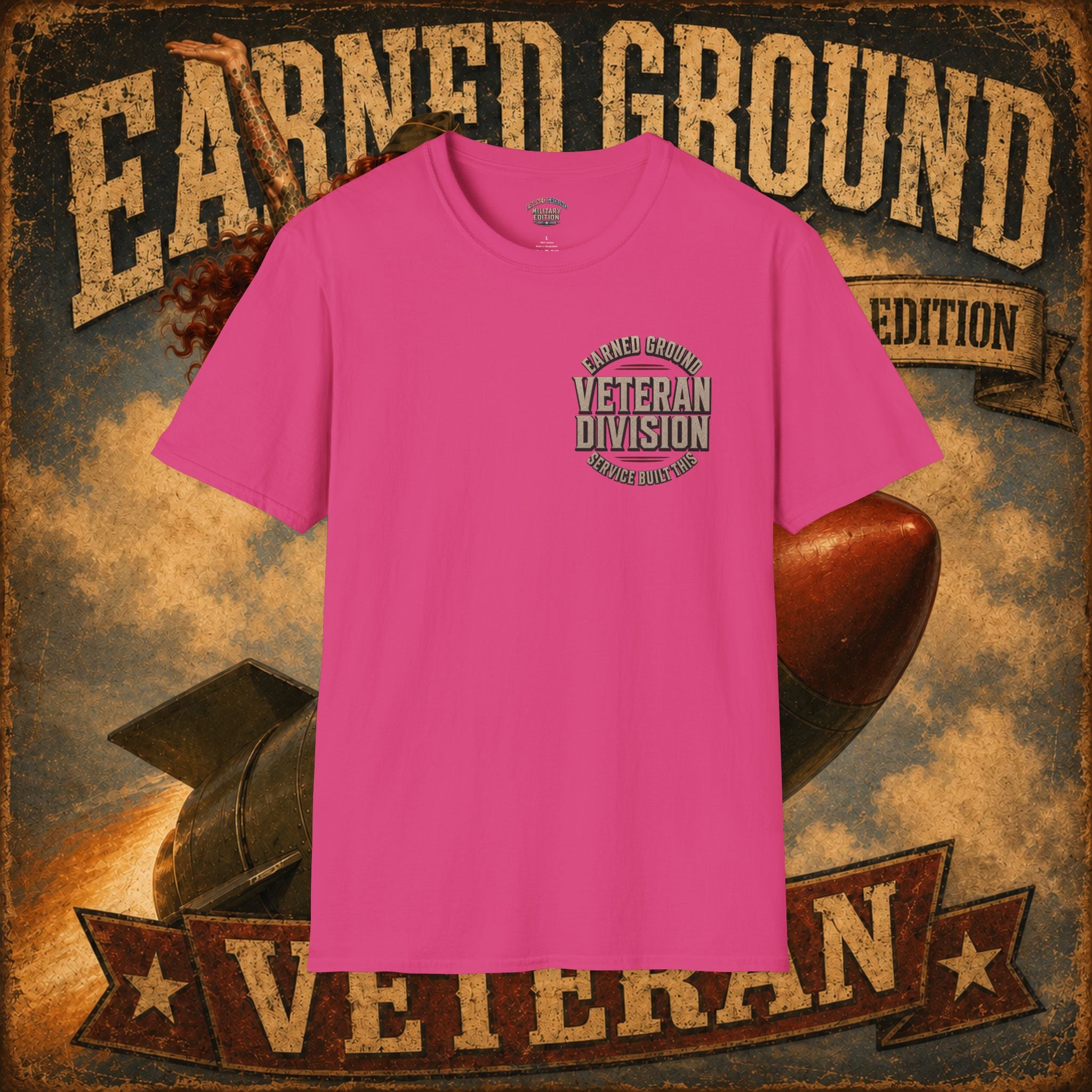 Earned Ground Veteran Division T‑Shirt —"LILY PINUP" VINTAGE SERVICE DIVISON
