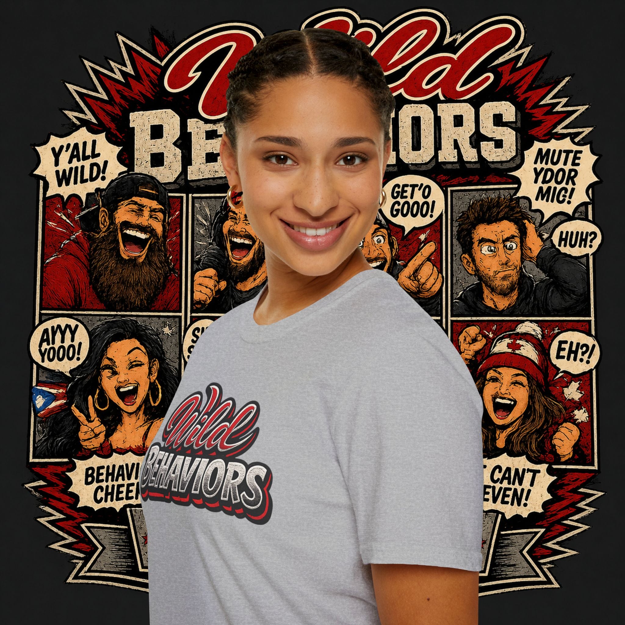 Earned Ground "Wild Behaviors" T-Shirt — Retro Red & White Graphic Tee