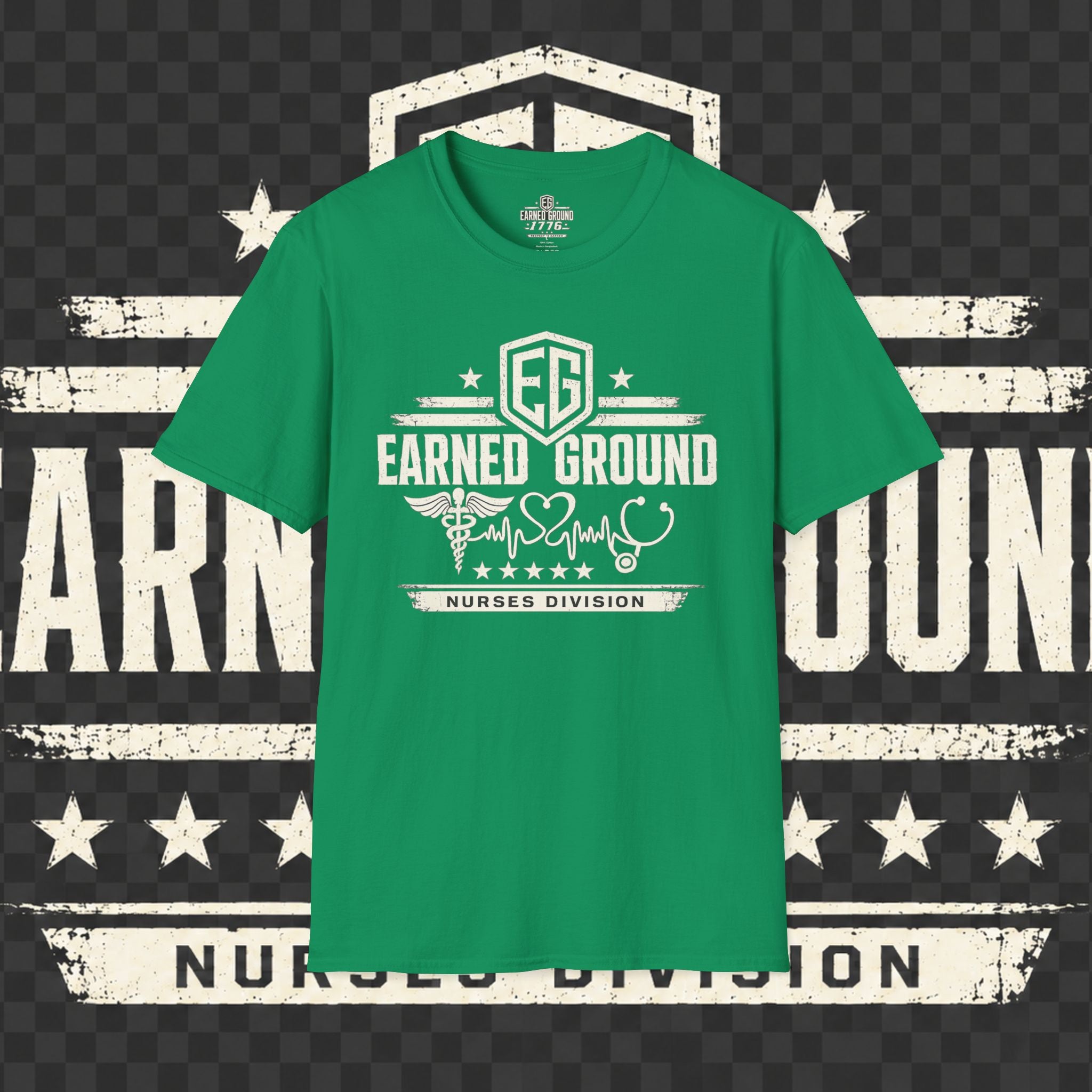 Earned Ground Nurses Division T-Shirt — Nurse Appreciation Medical Heartbeat Tee