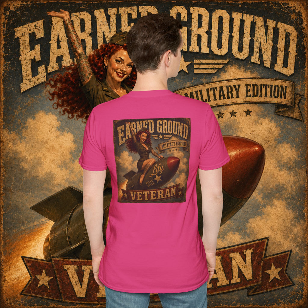 Earned Ground Veteran Division T‑Shirt —"LILY PINUP" VINTAGE SERVICE DIVISON