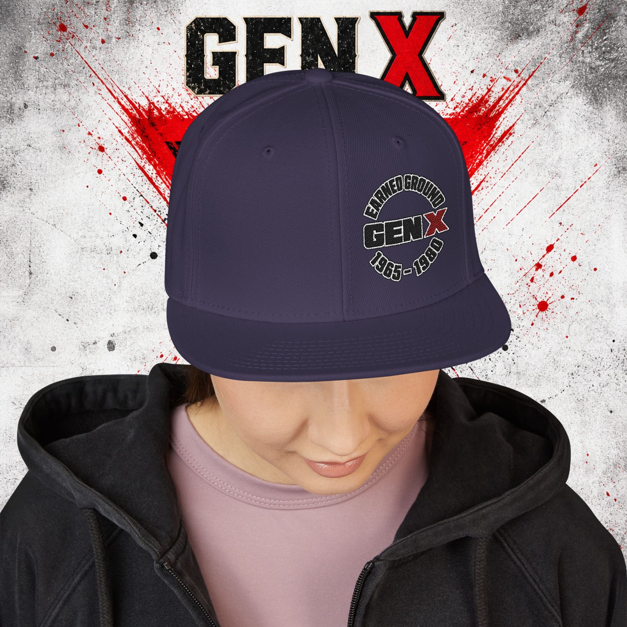 Gen X Embroidered Flat Bill Ball Cap — Gen X Proud 1965–1980