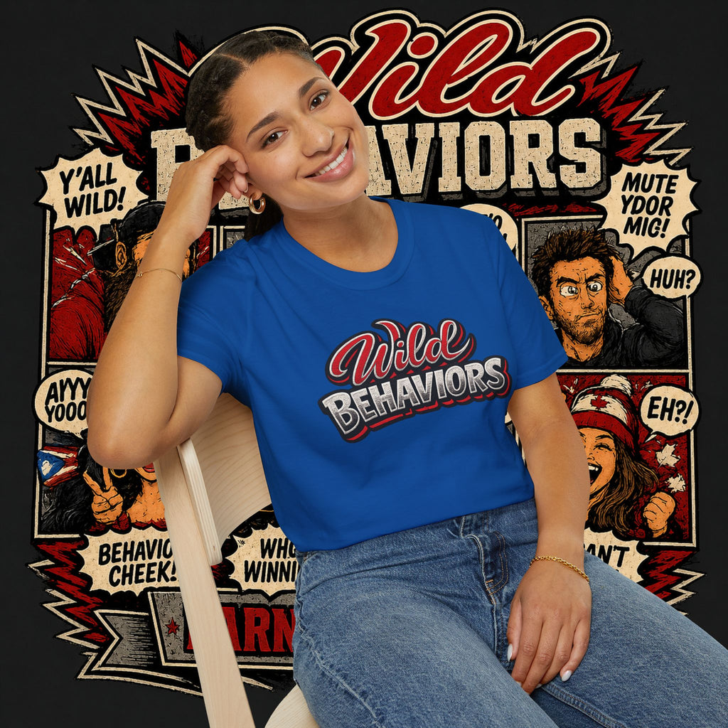 Earned Ground "Wild Behaviors" T-Shirt — Retro Red & White Graphic Tee