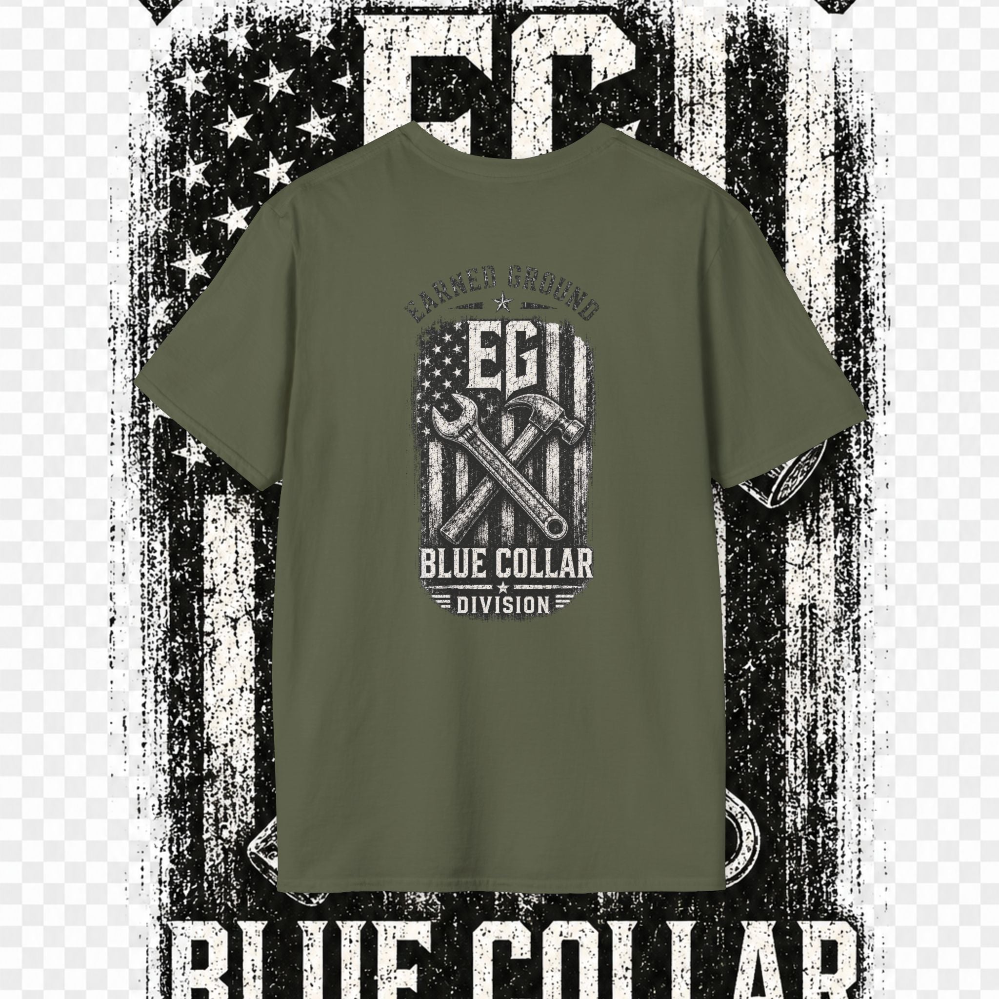 EARNED GROUND "BLUE COLLAR DIVISION" Coastal Calm Graphic T-Shirt