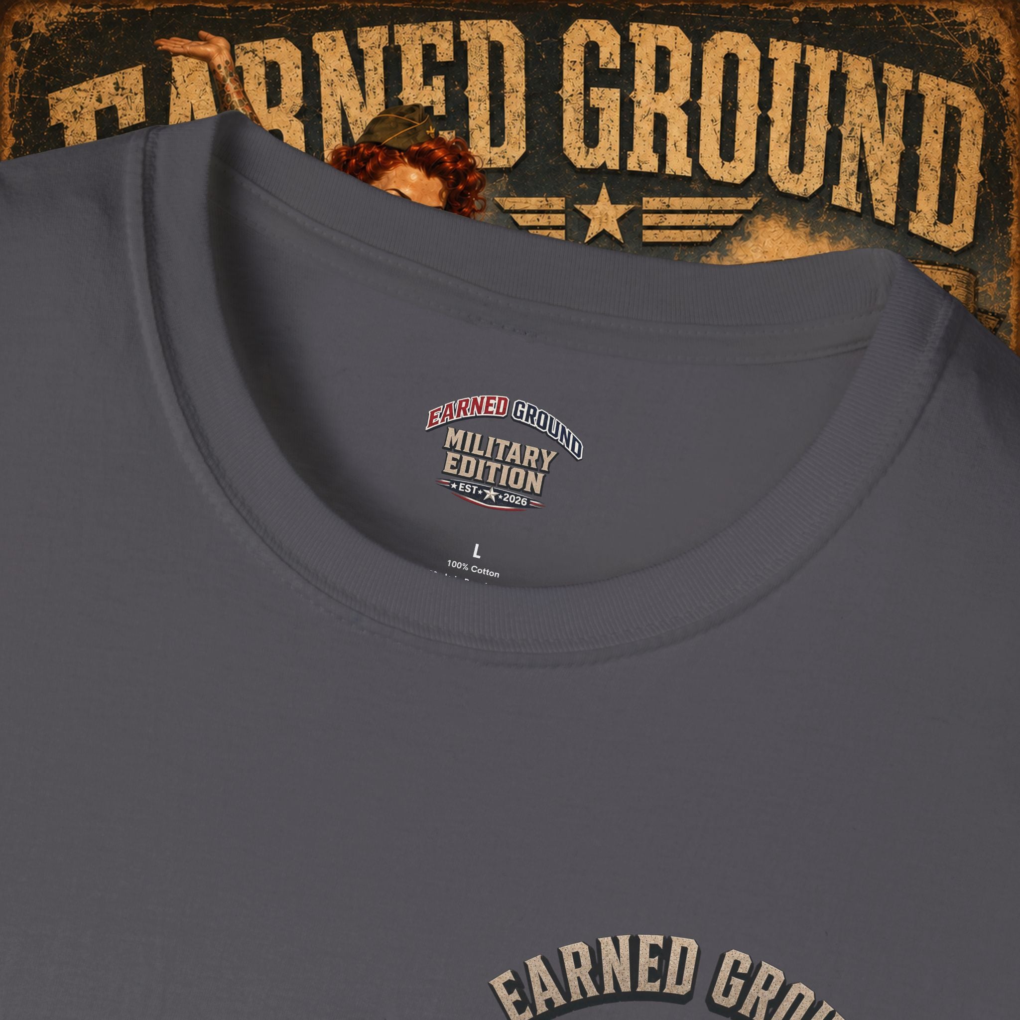 Earned Ground Veteran Division T‑Shirt —"LILY PINUP" VINTAGE SERVICE DIVISON
