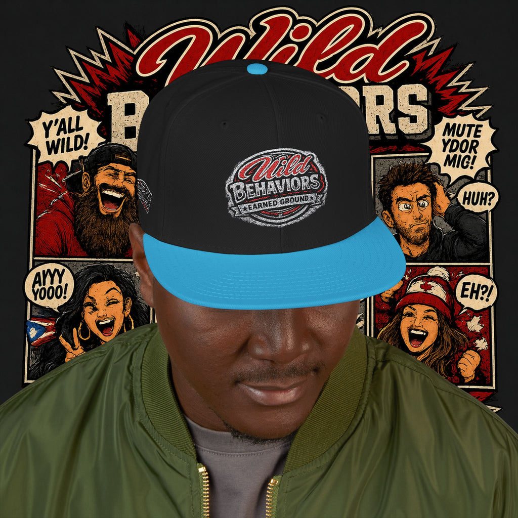 Earned Ground Cap Snapback Hat — 'Wild Behaviors' Embroidered Earned Ground Cap