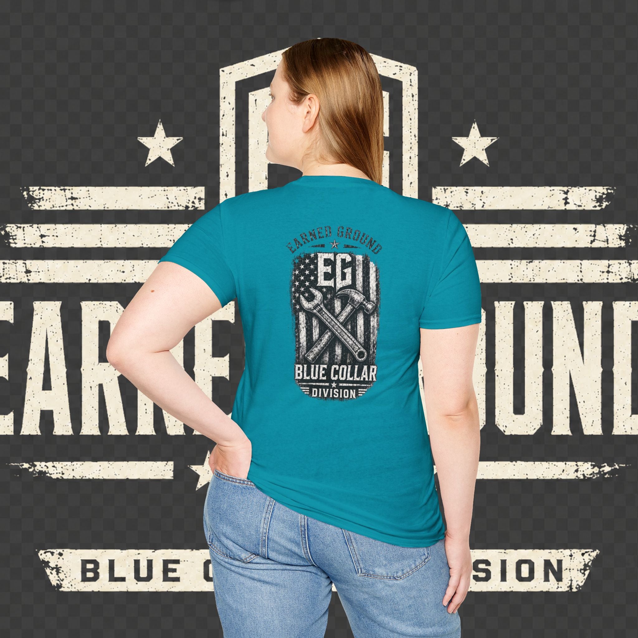 EARNED GROUND "BLUE COLLAR DIVISION" Coastal Calm Graphic T-Shirt
