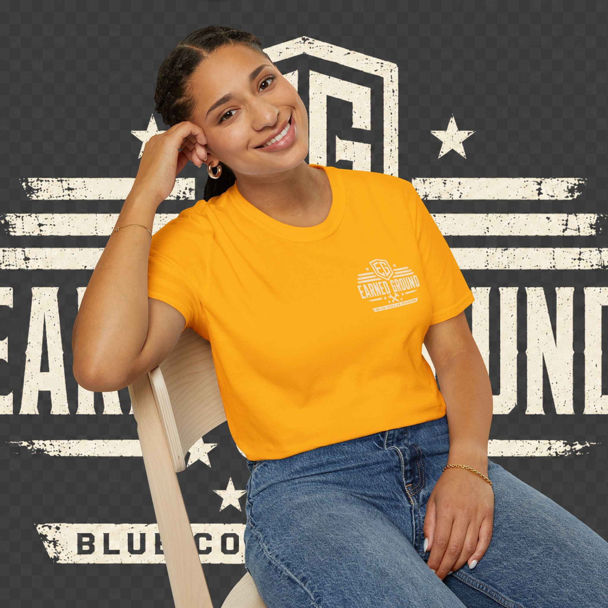 EARNED GROUND "BLUE COLLAR DIVISION" Coastal Calm Graphic T-Shirt