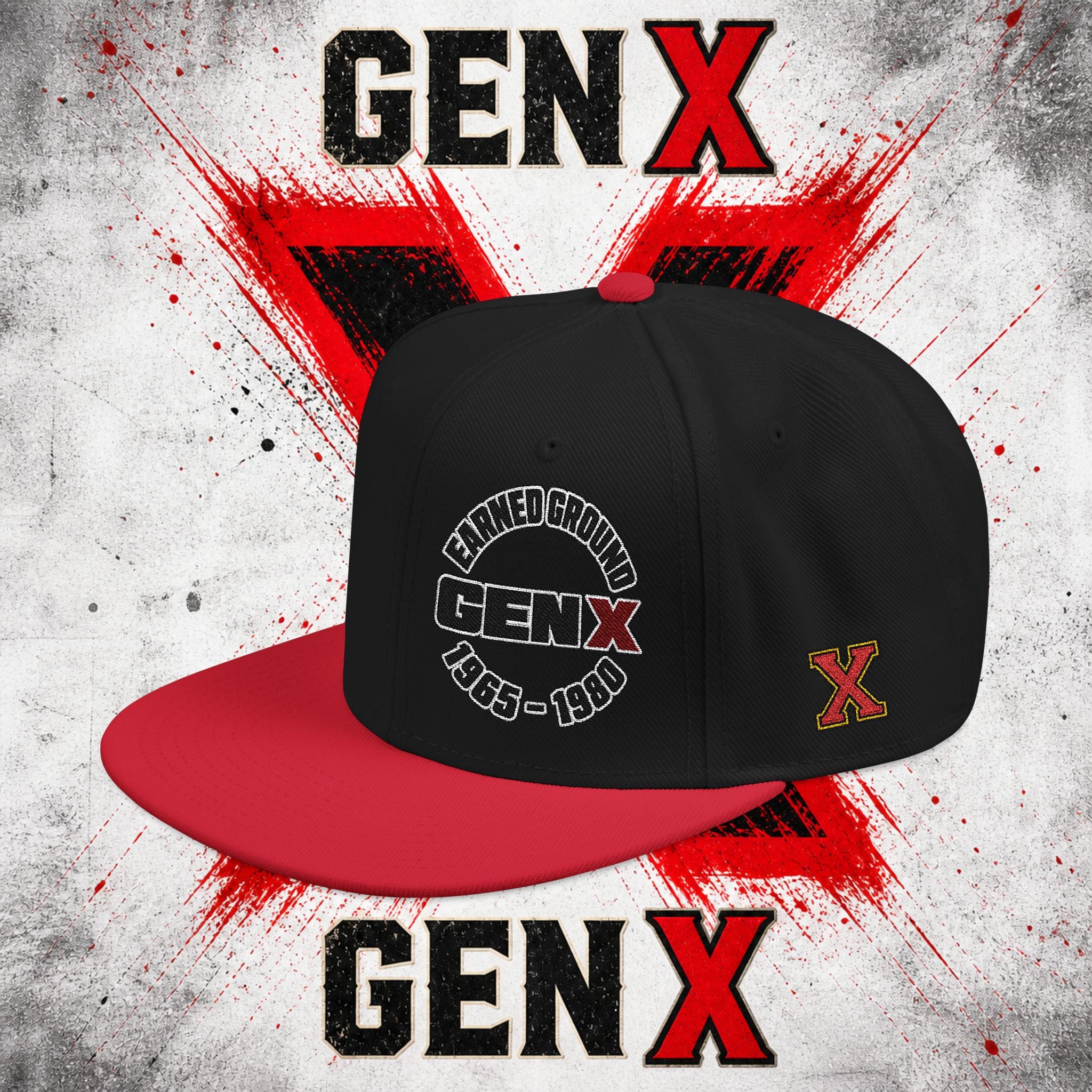 Gen X Embroidered Flat Bill Ball Cap — Gen X Proud 1965–1980