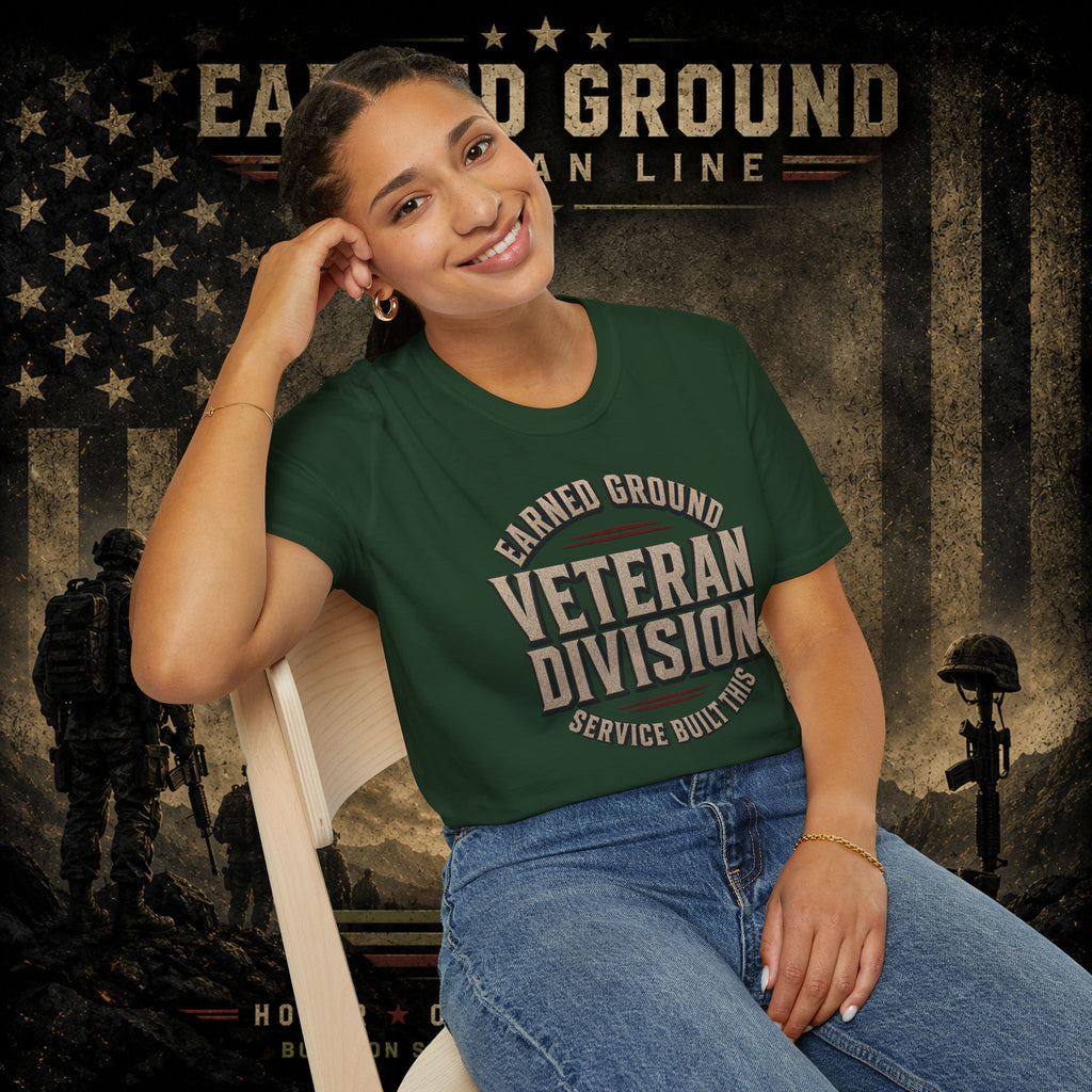 Earned Ground Veteran Division 'Service Built This'— Military Tribute Tee