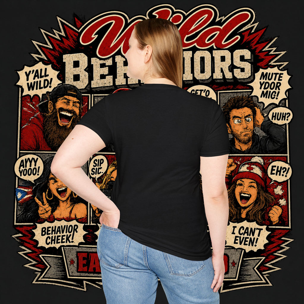 Earned Ground "Wild Behaviors" T-Shirt — Retro Red & White Graphic Tee