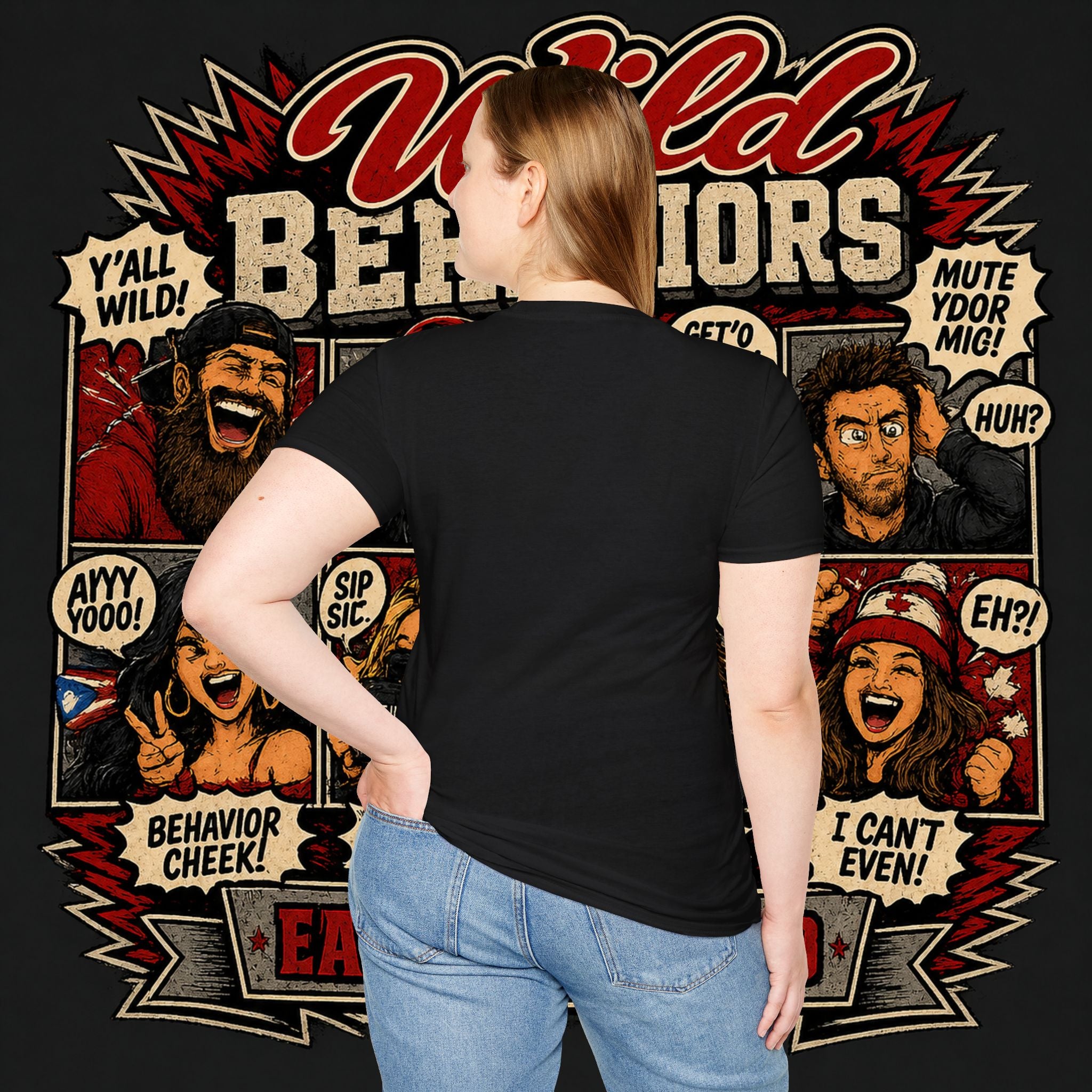 Earned Ground "Wild Behaviors" T-Shirt — Retro Red & White Graphic Tee