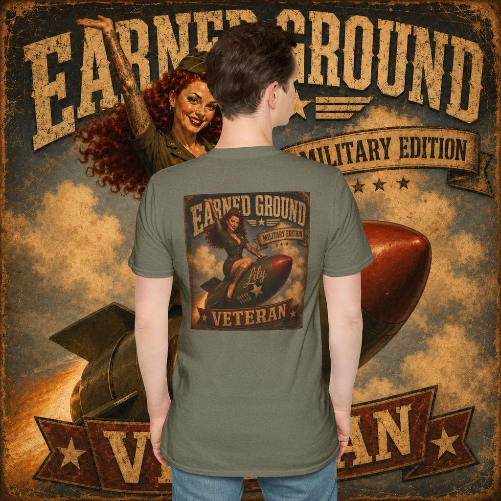 Earned Ground Veteran Division T‑Shirt —"LILY PINUP" VINTAGE SERVICE DIVISON