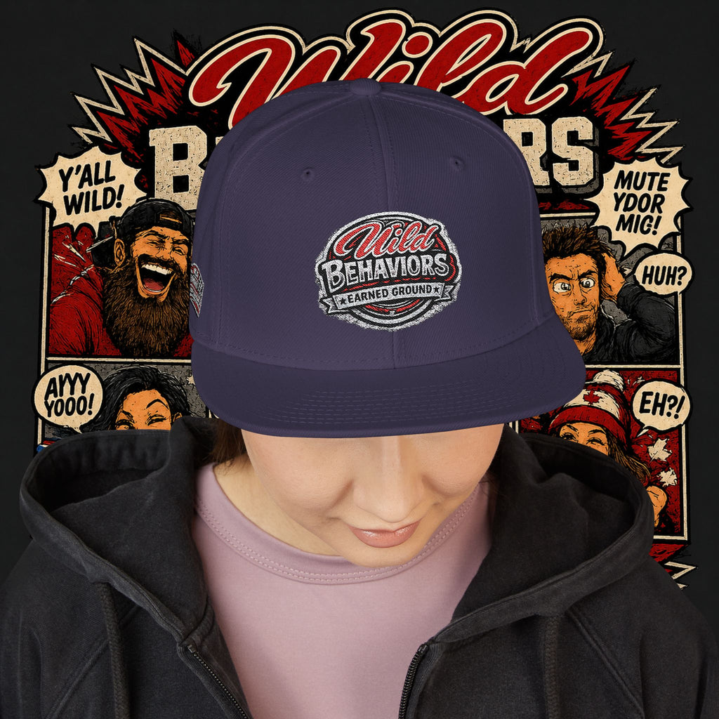 Earned Ground Cap Snapback Hat — 'Wild Behaviors' Embroidered Earned Ground Cap