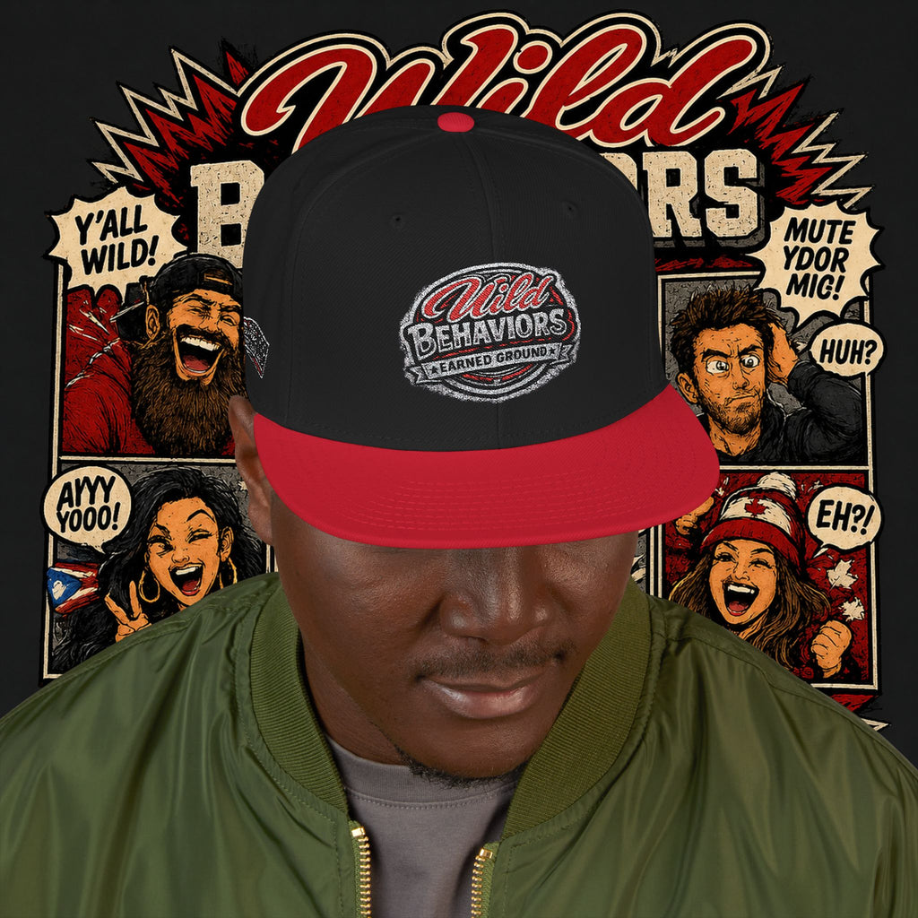 Earned Ground Cap Snapback Hat — 'Wild Behaviors' Embroidered Earned Ground Cap