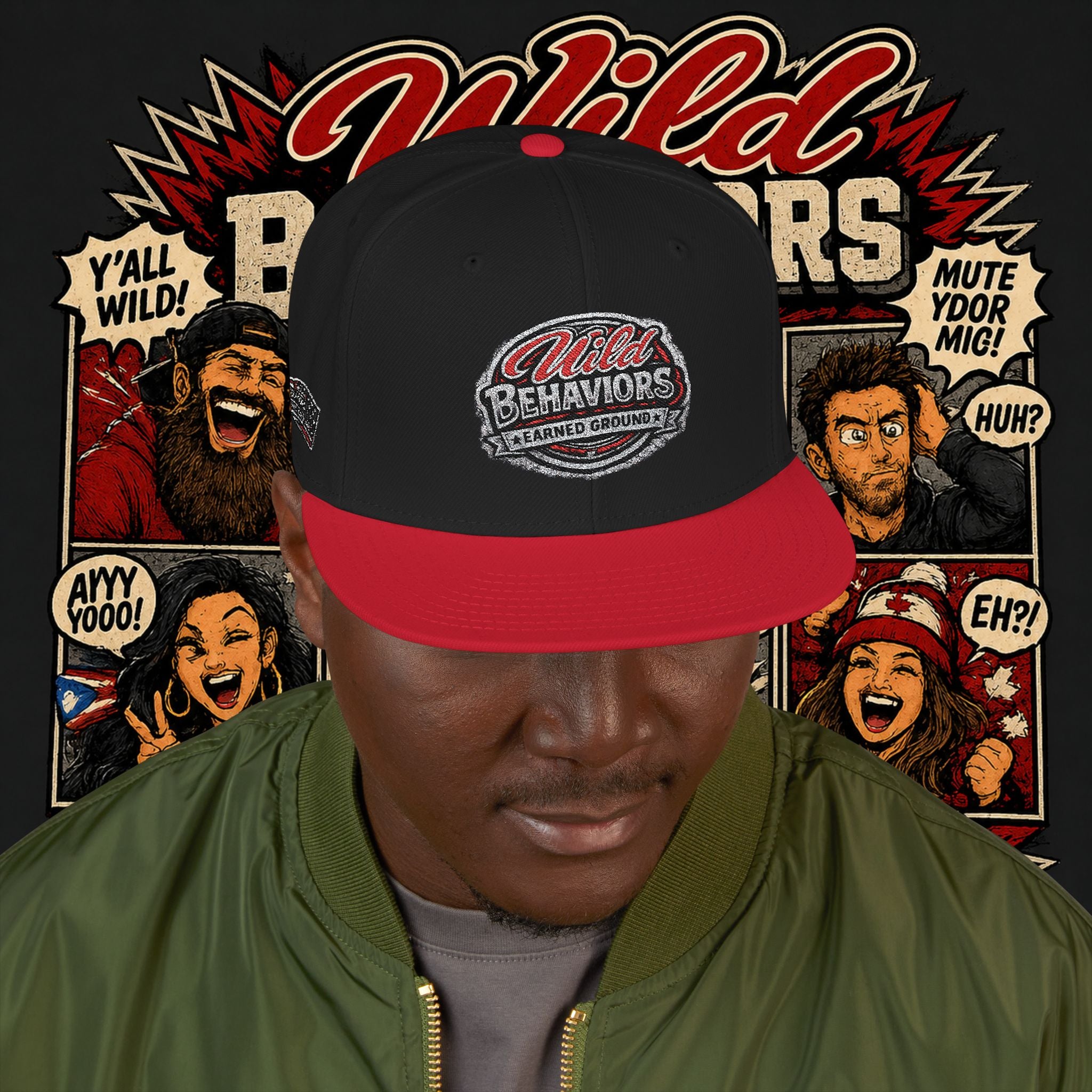 Earned Ground Cap Snapback Hat — 'Wild Behaviors' Embroidered Earned Ground Cap