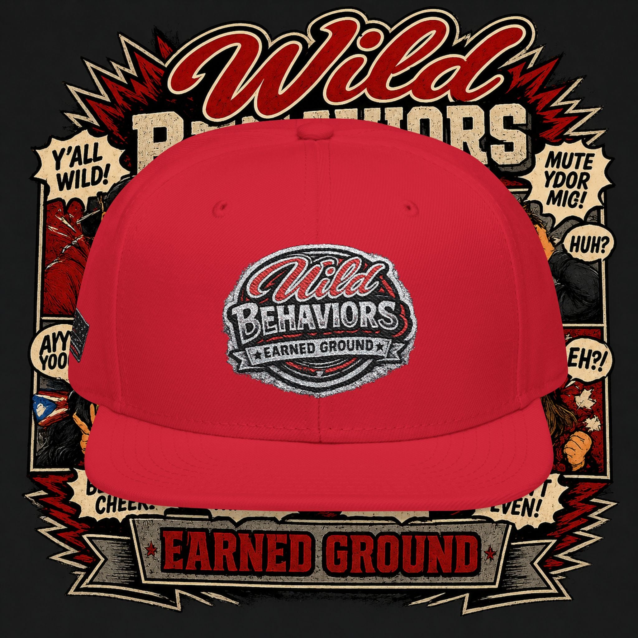 Earned Ground Cap Snapback Hat — 'Wild Behaviors' Embroidered Earned Ground Cap