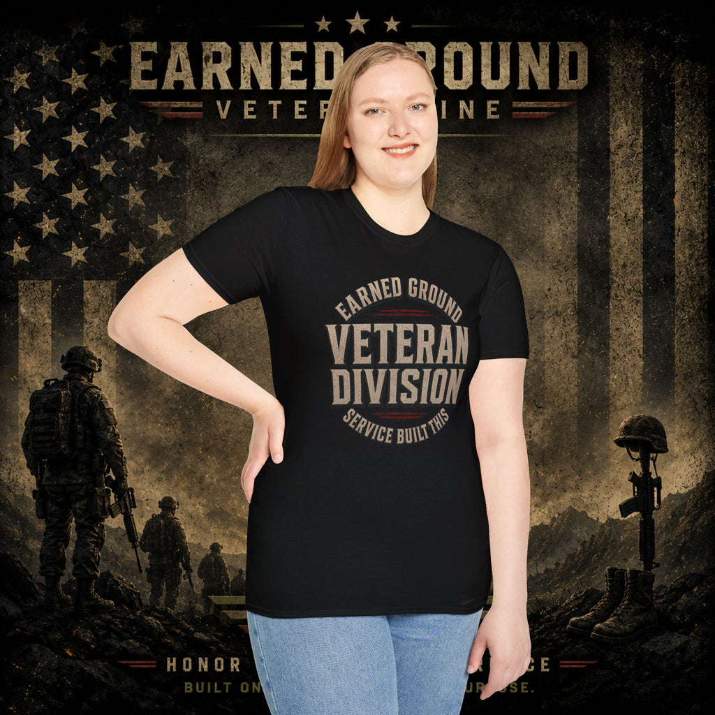 Earned Ground Veteran Division 'Service Built This'— Military Tribute Tee