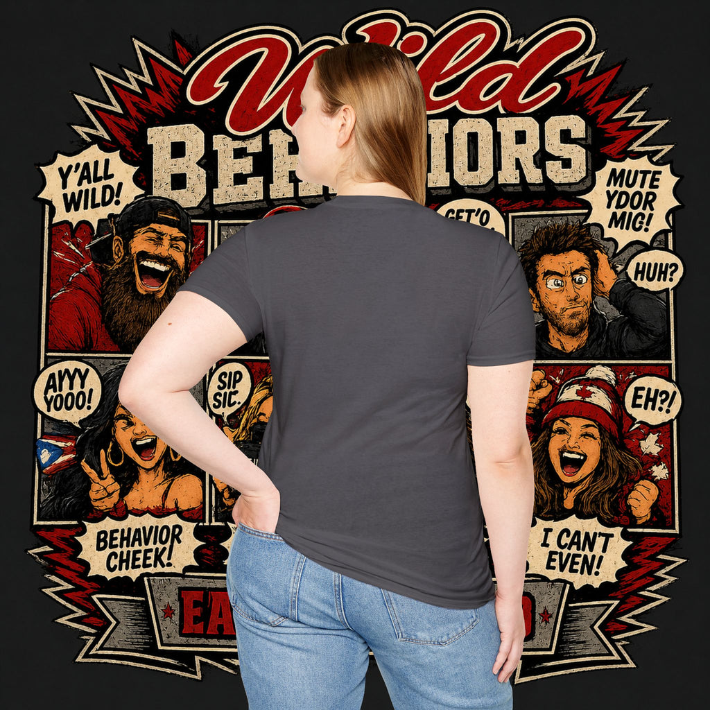 Earned Ground "Wild Behaviors" T-Shirt — Retro Red & White Graphic Tee