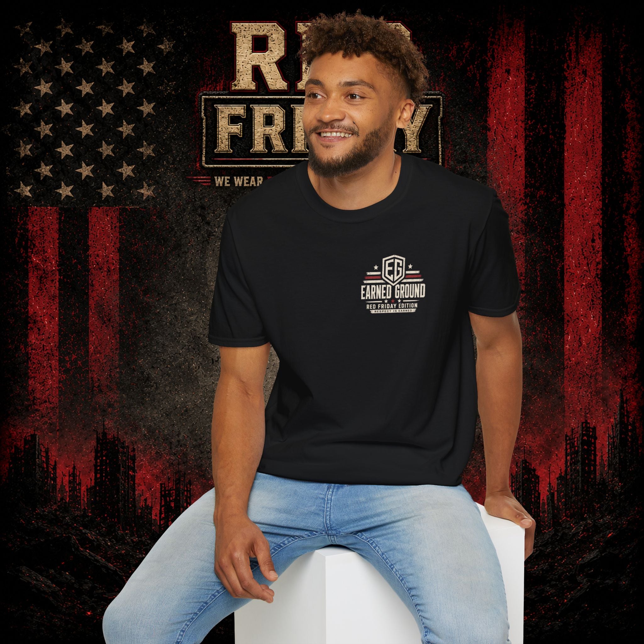 Earned Ground EG Military Flag T-Shirt — Red Friday Patriot Tee