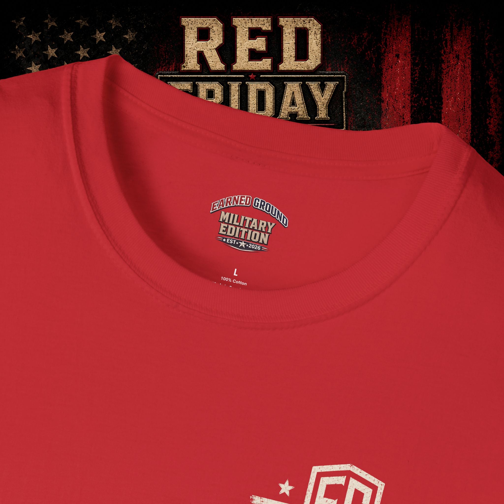 Earned Ground EG Military Flag T-Shirt — Red Friday Patriot Tee