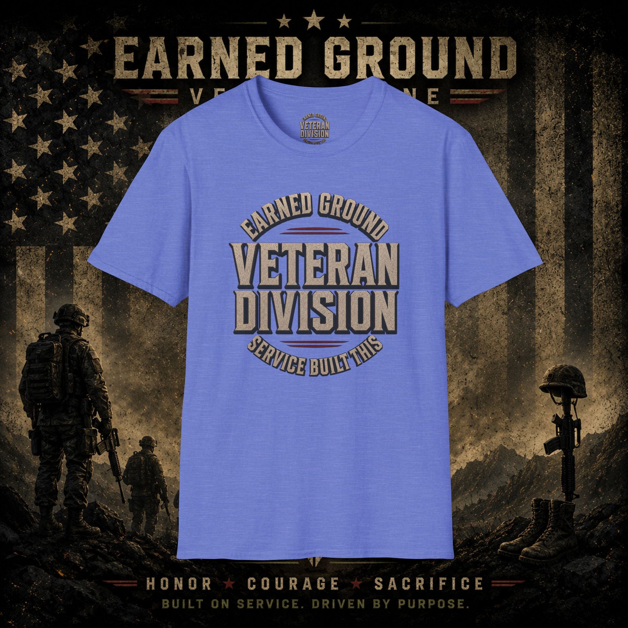 Earned Ground Veteran Division 'Service Built This'— Military Tribute Tee
