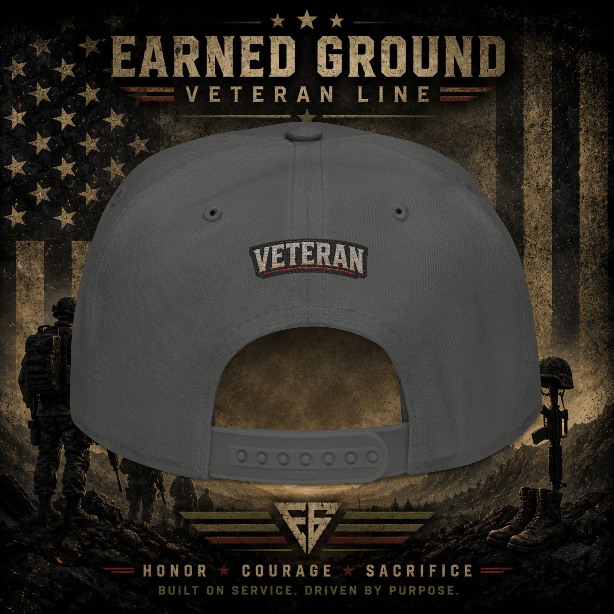 Earned Ground Veteran Line  Embroidered Snapback Hat