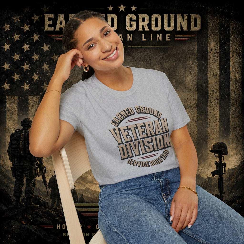 Earned Ground Veteran Division 'Service Built This'— Military Tribute Tee