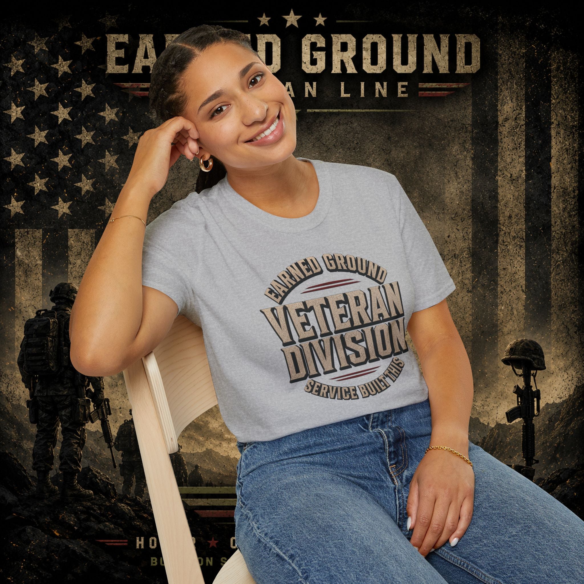 Earned Ground Veteran Division 'Service Built This'— Military Tribute Tee