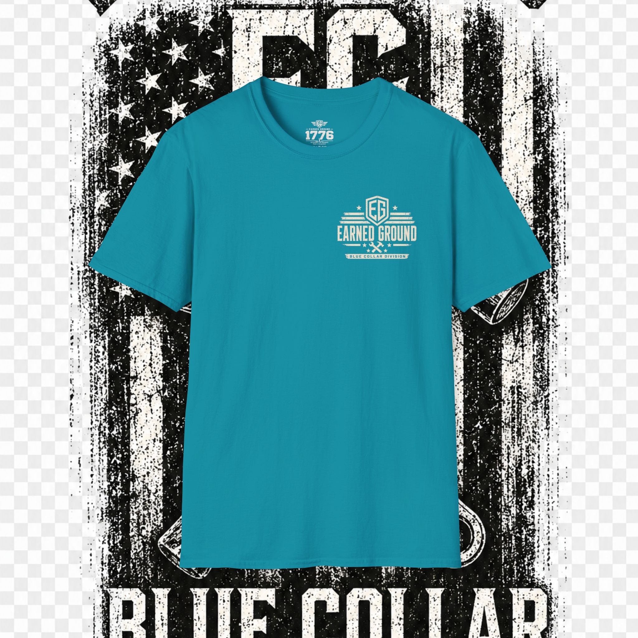 EARNED GROUND "BLUE COLLAR DIVISION" Coastal Calm Graphic T-Shirt