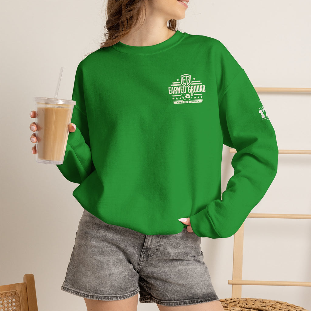 EARNED GROUND Nurses Division Crewneck Sweatshirt – Nurses Caduceus Badge Design
