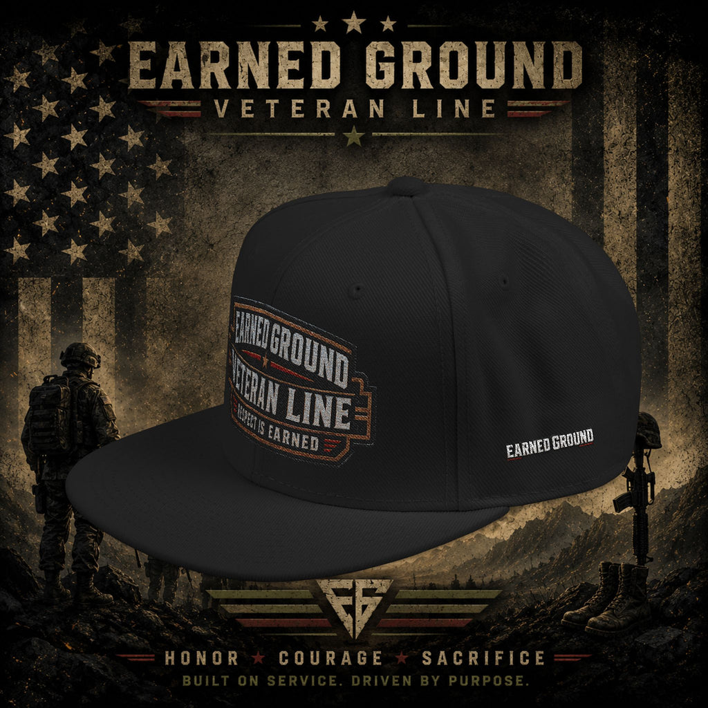 Earned Ground Veteran Line  Embroidered Snapback Hat