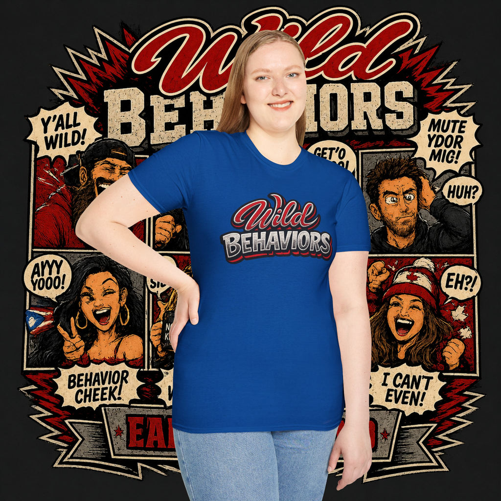 Earned Ground "Wild Behaviors" T-Shirt — Retro Red & White Graphic Tee