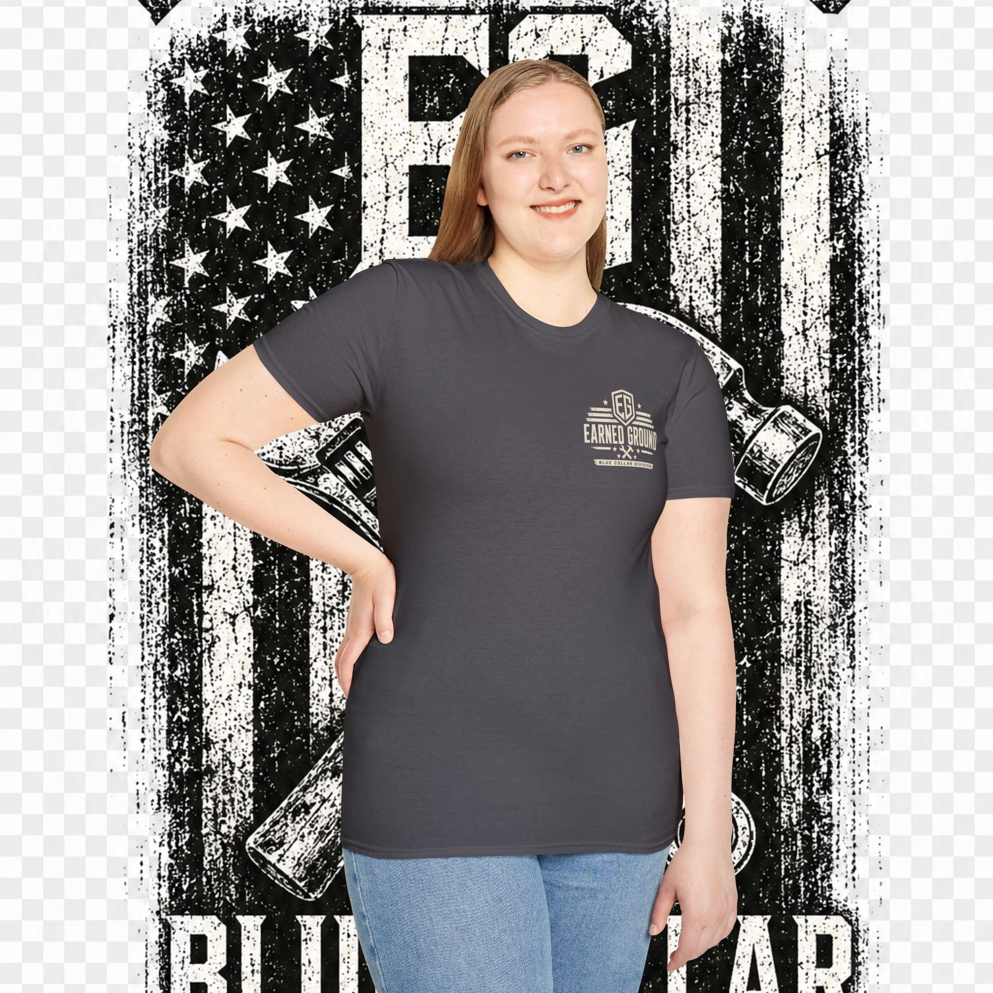 EARNED GROUND "BLUE COLLAR DIVISION" Coastal Calm Graphic T-Shirt