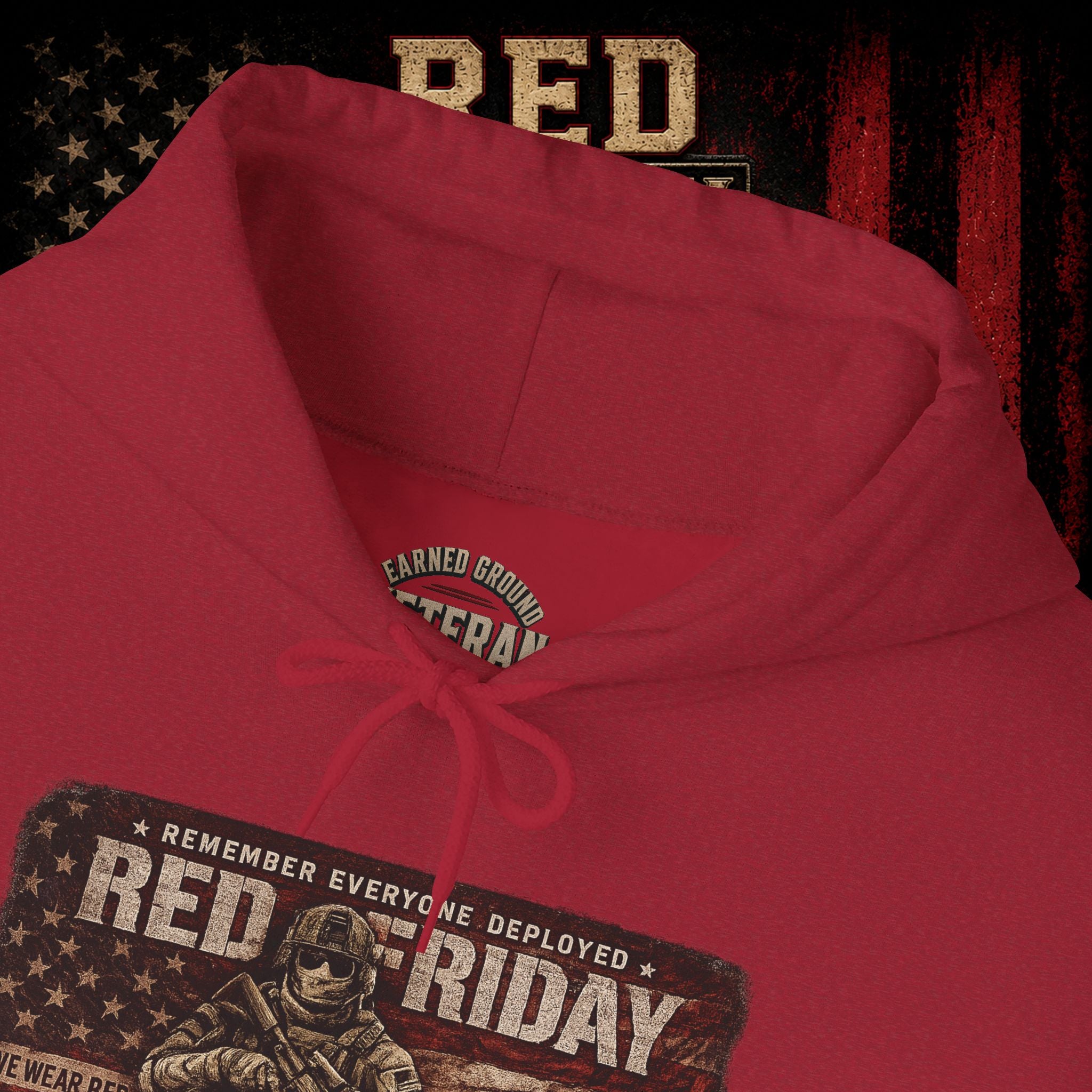 Red Friday Hoodie — " WE WEAR READ UNITL THE ALL COME HOME" Veterans American Flag Pullover