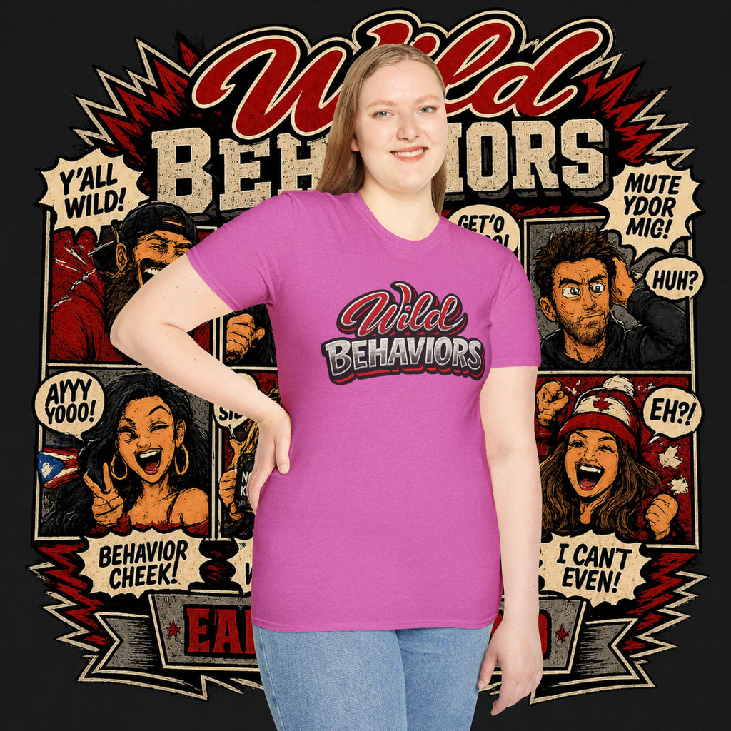 Earned Ground "Wild Behaviors" T-Shirt — Retro Red & White Graphic Tee