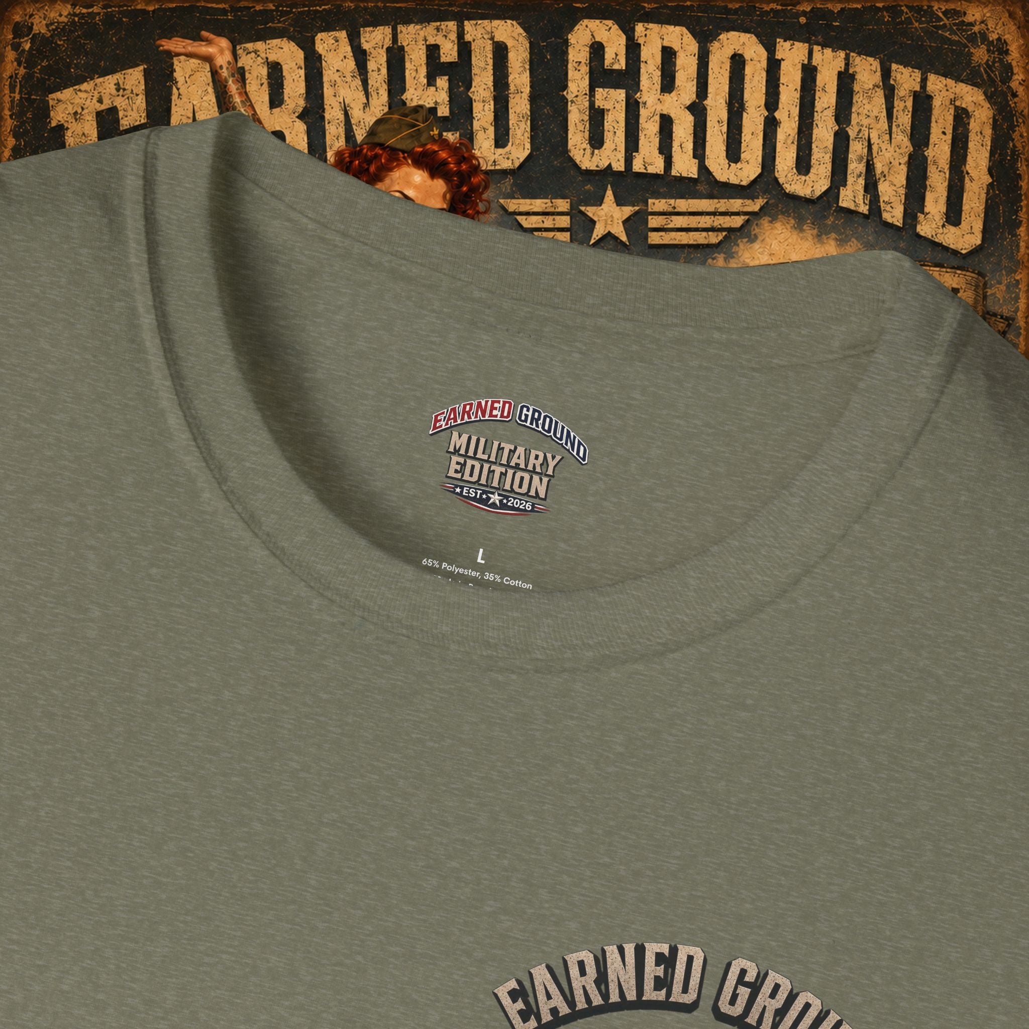 Earned Ground Veteran Division T‑Shirt —"LILY PINUP" VINTAGE SERVICE DIVISON